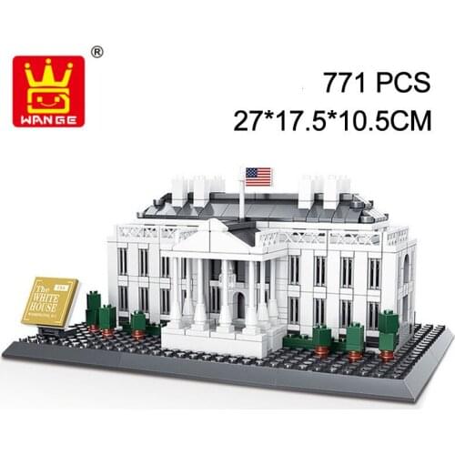 WANGE 7018 Architecture USA White House of Washington Building Blocks Sets City Bricks Classic Skyline Model Gifts Toys 4214