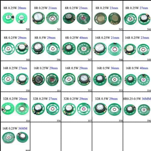 YuXi Ultra-thin Mini speaker 8 16 32 ohms 0.25 watt 0.25W 0.5W 16R 32R speaker Diameter 20/21/23/27/29/36/40 MM