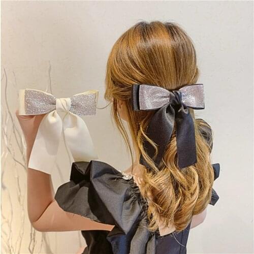 Bowknot Rhinestone Hair Clip Korean Style Hundred Back Head Hair Accessories Female Hairpin Spring Clip Out Sweet Niche All-matc