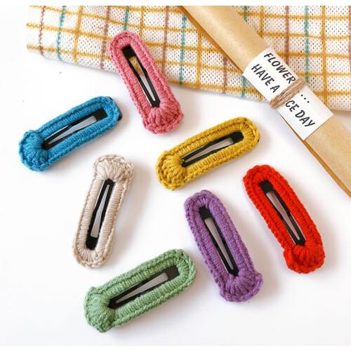 Children Cute Candy Knitting Rectangle Hollow Ornament Hair Clips Girls Lovely Barrettes Hairpins Kids Sweet Hair Accessories