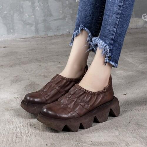 Retro Womens Shoes Leather 2021 Spring Womens Single Shoes Cowhide Platform Shoes Platform Womens Shoes Low Top Shoes