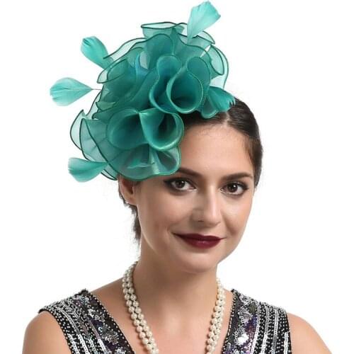 Women Wedding Fascinator Hat Hair Clip Mesh Veil Dot Feather Hair Bands Hoop Accessories Retro Elegant Alligator Headwear