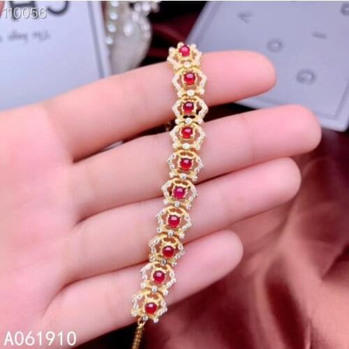 KJJEAXCMY boutique jewelry 925 sterling silver inlaid natural ruby female hand bracelet support detection popular exquisite