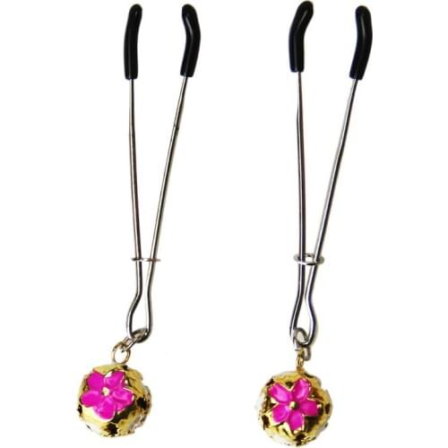 Candiway Golden Plum Blossom Pattern Breast Stimulator Nipple Clamps Slave Restraints Adult Games Flirt Tool For Women Men 1pair