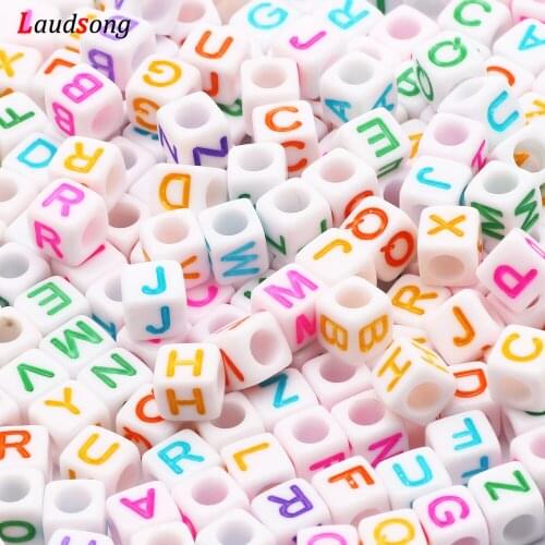 100-500Pcs Colorful Mixed Letter Acrylic Beads 6mm Square Alphabet Beads For Jewelry Making Handmade Diy Bracelet Necklace