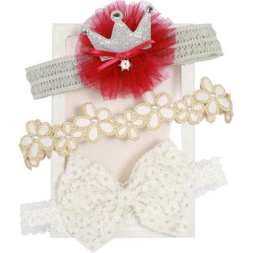 2021 New 2/3pcs Headbands Set Newborn Princess Girl Hairband Flower Star Crown Infant Headwear Babe Photography Props