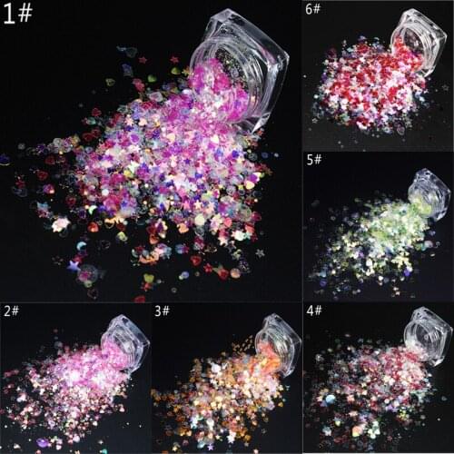 50g/bag Nail Glitter Sequins Laser Effect 3D UV Gel Polish Mixed Colors Multi Shape Fine Glitter Shards Acrylic Nail Art Glitter