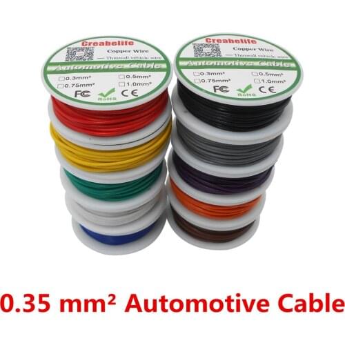 50 meters Spool Package 0.35 MM2 Auto Cable 12/24V 12/0.2mm Stranded Copper Wire Cores Thinwall Car Vehicle Wire Connection Wire