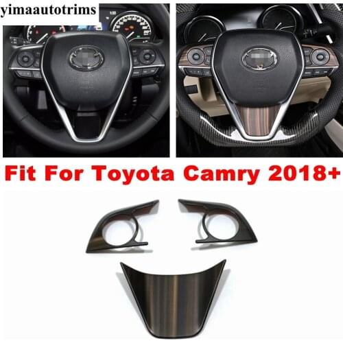 Wood Grain Look Accessories Car Steering Wheel Control Button Frame Cover Trim Interior Refit Kit For Toyota Camry 2018 - 2021