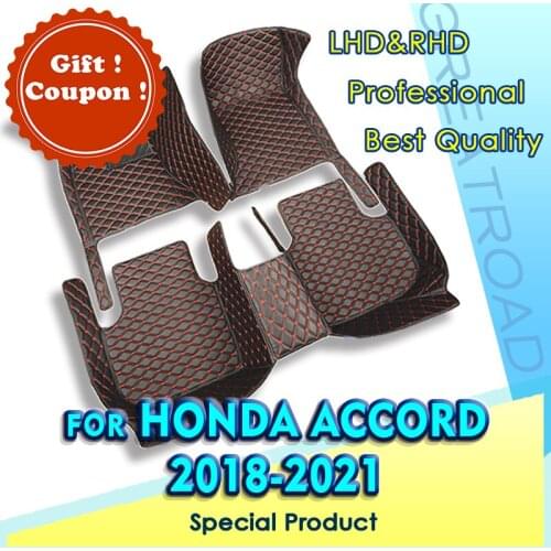 Car Floor Mats For Honda Accord（10th GEN. Hybrid）2018 2019 2020 2021 Custom Auto Foot Pads Automobile Carpet Cover accessories