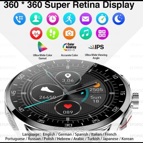360*360 HD IPS screen Bluetooth Call men Smart watch Heart Rate Monitor IP68 swim sport smartwatch custom dials For Android IOS