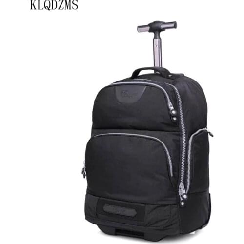 KLQDZMS 18inch Men Women Business Travel Trolley Bags travel Backpacks with wheels trolley suitcase Nylon rolling luggage