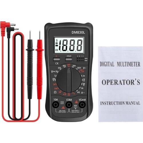 DM830L Digital Multimeter 1999 Count Electrical Transistor DC/AC with Backlight