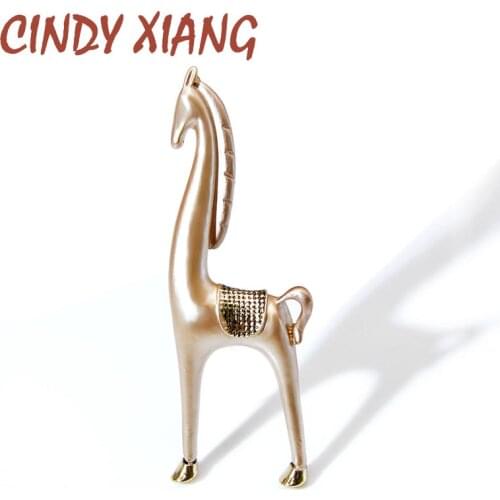 CINDY XIANG Matte Gold Color Cute Horse Brooches Unisex Women And Men Brooch Pin Animal Design Elegant Fashion Jewelry