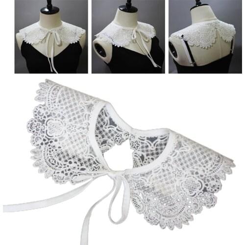 Women Girls Fake Collar Crystal Embroidery False Collars Romantic Dress Shirt Sweater Ornament Collar Necklace