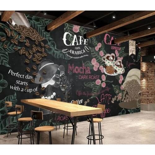 European and American hand-painted blackboard cafe western restaurant 3D background wall decoration wallpaper murals