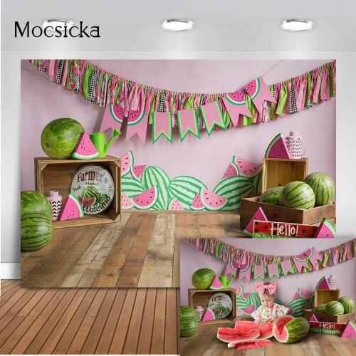Watermelon backdrop newborn kids portrait photo booth background studio 1st birthday cake smash summer Children Baby Kids