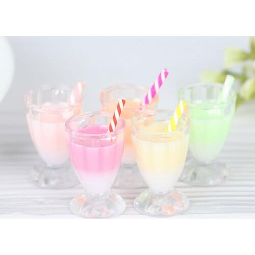 Hot Sale!5pcs Resin Miniature Dollhouse Milk Tea Cup Juice Cups Dollhouse Accessories Cups Toy