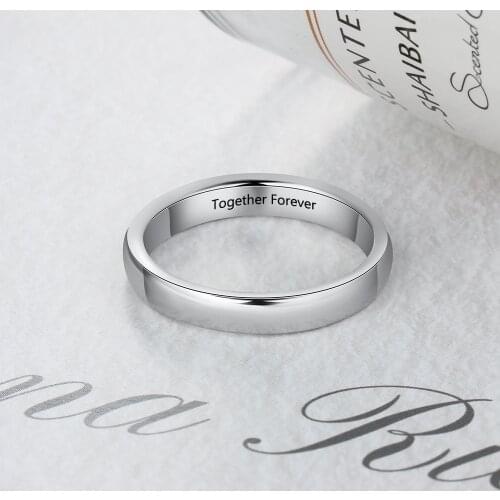 Personalized Stainless Steel Engraved Name Rings For Women Men Basic Wedding Bands Anniversary Gift