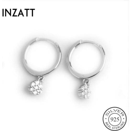 INZATT Real 925 Sterling Silver Zircon Waterdrop Hoop Earrings For Fashion Women Party Fine Jewelry Cute Accessories 2020 Gift