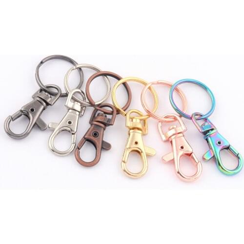 Regular Swivel Clasp with Split rings Rainbow Lanyard Snap Hook Metal Lanyard Lobster Clasp DIY Findings Keychain
