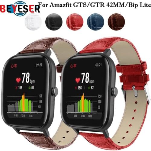 Leather Watchband Strap with For Xiaomi Huami Amazfit Bip BIT Lite Youth/ Amazfit GTS Smart Watch Wearable Wrist Bracelet Correa