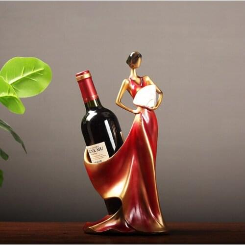Creative Home Decorative Figurines Ornaments Modern Minimalist Blue Take Fan Beauty Wine Rack Decoration Creative ZM1020