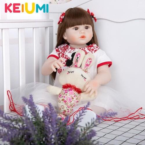 KEIUMI 23 Inch Reborn Baby Boneca Toys Full Silicone Vinyl Reborn Baby Girl Doll Collection Gift Toddler Birthday XMAS Surprise