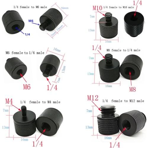 M4 M6 M8 M10 M12 to 1/4 Male to Female Screw Mount Adapter photography accessories tripod head quick release plate screw