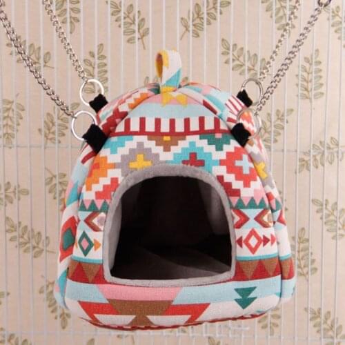 Small Pet Hamster Tent Winter Warm Sugar Glider Hammock Cage Sleeping Bed Small Animal House Habitat Nest Hide Cave C42