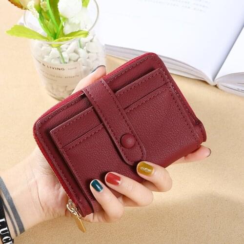 PU Leather Small Women Wallet Multi-Card Holders Money Bag Large-Capacity Foldable Clutch Fashion Hasp Zipper Coin Purses