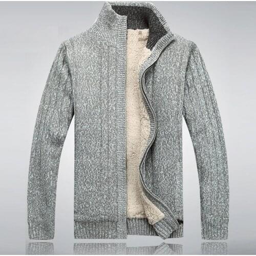 Autumn winter Outdoor Travel Hiking mens knitted Cardigan Fleece Wool Thicken Jacket Male Stand Collar Outwear Coats Sweater
