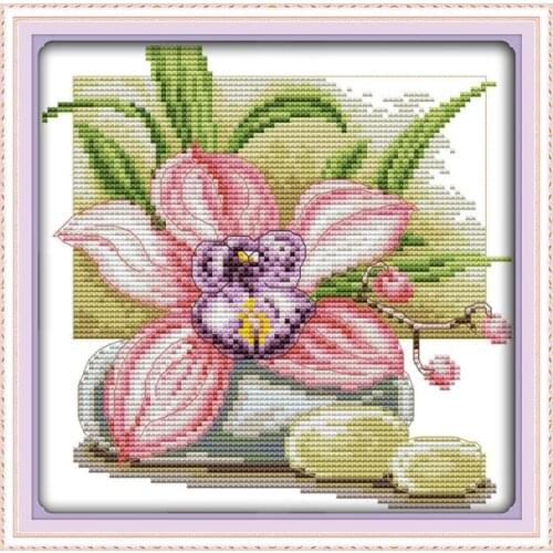 Joy Sunday Beginner Simple Manual Embroidery 11CT 14CT Cross Stitch Kit Small Pink Narcissus Child Child Handwork Embroidery