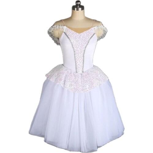 20144 New girl & women stage Romantic ballet tutu white velvet with sequin lace bodice ballet tutu dance costume balletwear