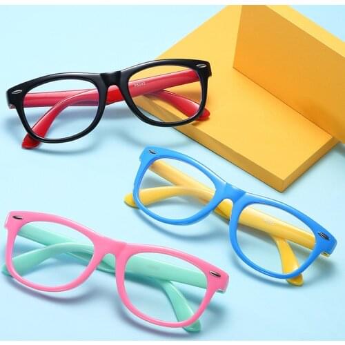 New Fashion Silicone Childrens Flat Lens Anti Blue Light Goggles Baby Glasses Frame Fashion Childrens Glasses Frame
