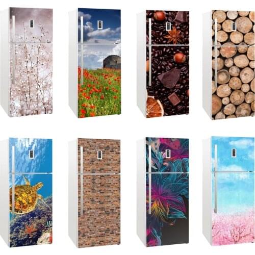 Wholesales 3D Self Adhesive Dishwasher Refrigerator Wrap Freezer Sticker Art Fridge Door Cover Wallpaper Kitchen Accessories