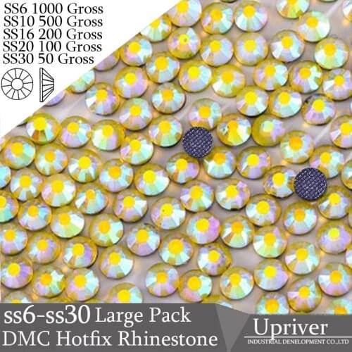 Upriver Wholesale Large Pack Bulk Packing Best Quality Glass SS16 SS20 SS30 Citrine AB Hotfix Rhinestones