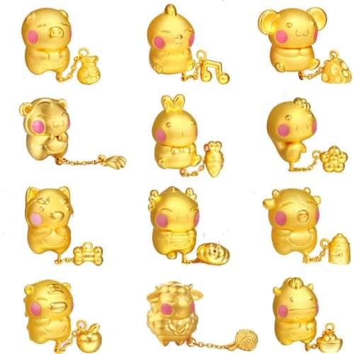 Benmingnian zodiac pendant Q version of the golden monkey chicken dog necklace Laos placer gold jewelry wholesale