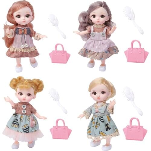 Moveable 12 Joints 16cm Baby Doll Cute Fashion Dress Up Girl Dolls DIY Toy