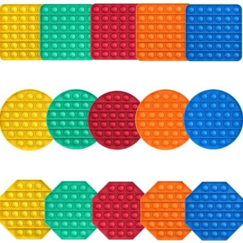 POP IT Kawaii FoxMind Solid Color Polygon Square Round Pop Fidget It Toy Push Pop It Toy Anti Stress Relief Sensory Kids Toy