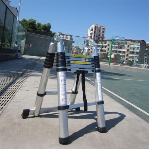1.9M+1.9M Portable Aluminum AlloyTelescopic Ladder With Joint Multipurpose Retractable Straight Ladder Adjustable Ladder