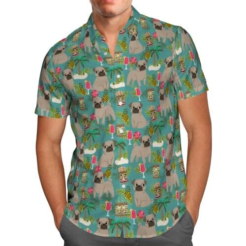 Anime Dog Print Short Sleeve Shirts For Men Loose Cardigan Button Shirt Plus Size Hawaiian Style Summer 2021 Ventilated Shirt-25