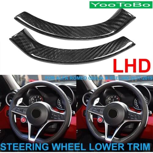 LHD Car Styling Real Dry Carbon Fiber Steering Wheel Lower Position Trim Cover Sticker For Alfa Romeo Giulia Stelvio 2017-2019