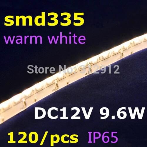5M 335 side emitting 120leds/m LED strip;DC12V;IP65;waterprof by silicon coating;white pcb;48W