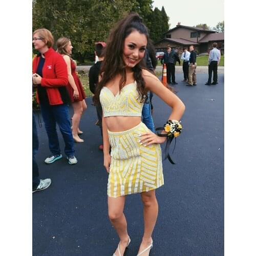 VKbridal 2 Pieceas Crystal Evening Dresses Short Luxury Crystal Graduation Dress Homecoming Party Gowns 2020 New Arrival