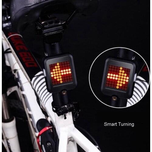 Bike Tail Light Smart BikeTurning Signal Cycling Taillight Intelligent USB Bicycle Rechargeable Rear Light LED Warning Lamp