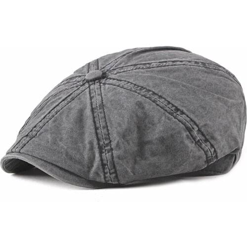 Spring and Autumn New Korean washed cotton Bailey hat mens casual hat outdoor sun shading British octagonal hat painters hat