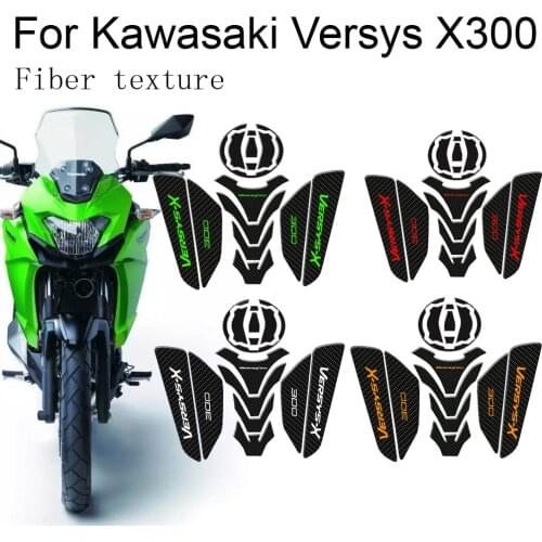 Fiber texture Motorcycle Fuel Tank Pad Cap Decals Gas Cap Sticker For Kawasaki Versys X300 VersysX300