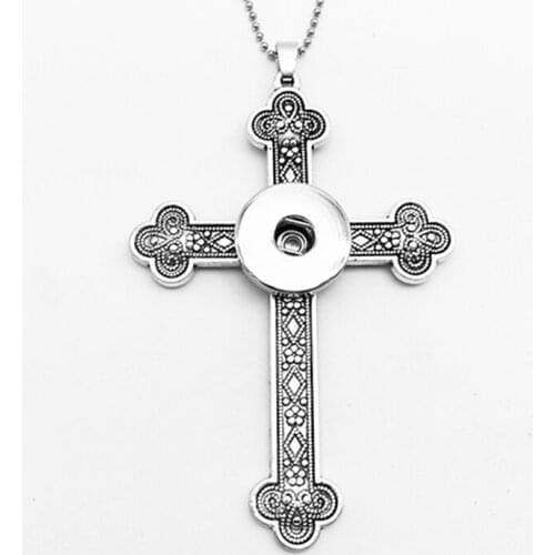 Cross snap button necklace NN3776 (fit 18mm 20mm snaps)