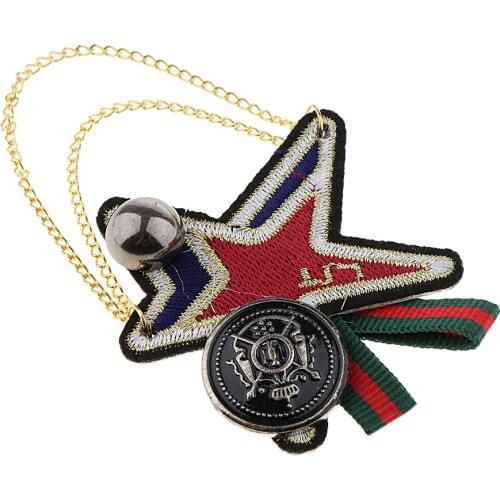 Fabric Badge Brooch Pin Breastpin Star Tassel Strip Cloth Accessory Cosplay